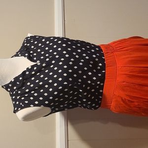 H&M Sleeveless Tribal Dot Print Top and F21 Orange Asymmetrical Skirt